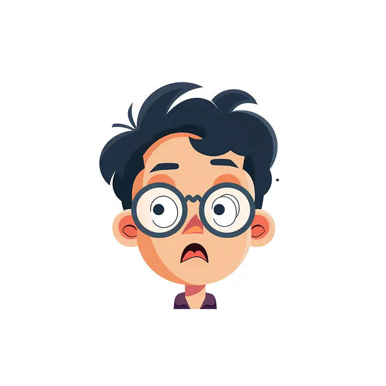 Surprised Boy with Glasses Cartoon Illustration
