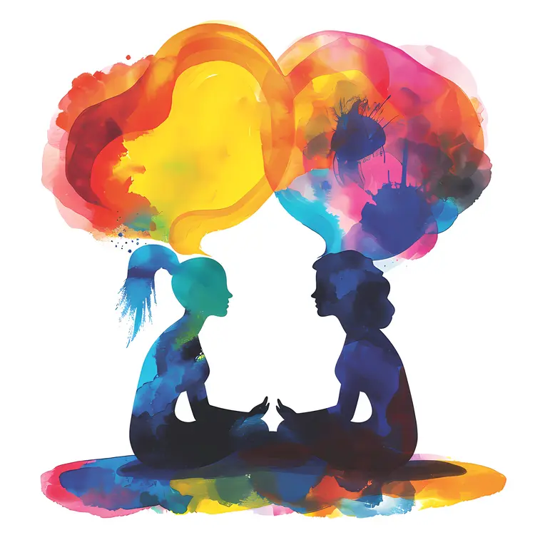 Colorful Silhouettes in Conversation