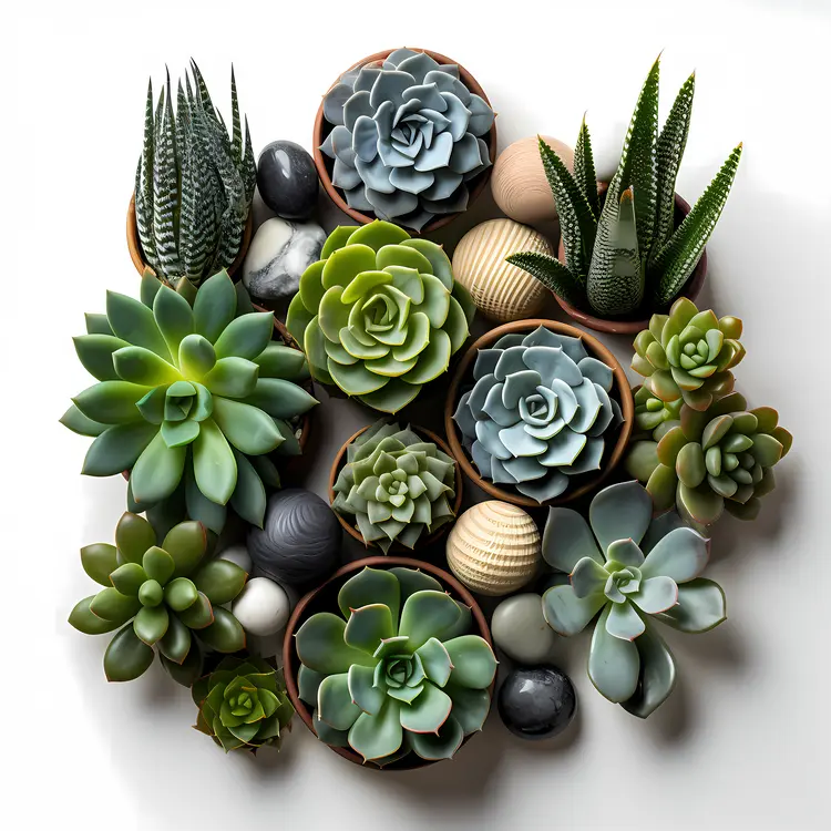Green Succulent Collection in Small Pots