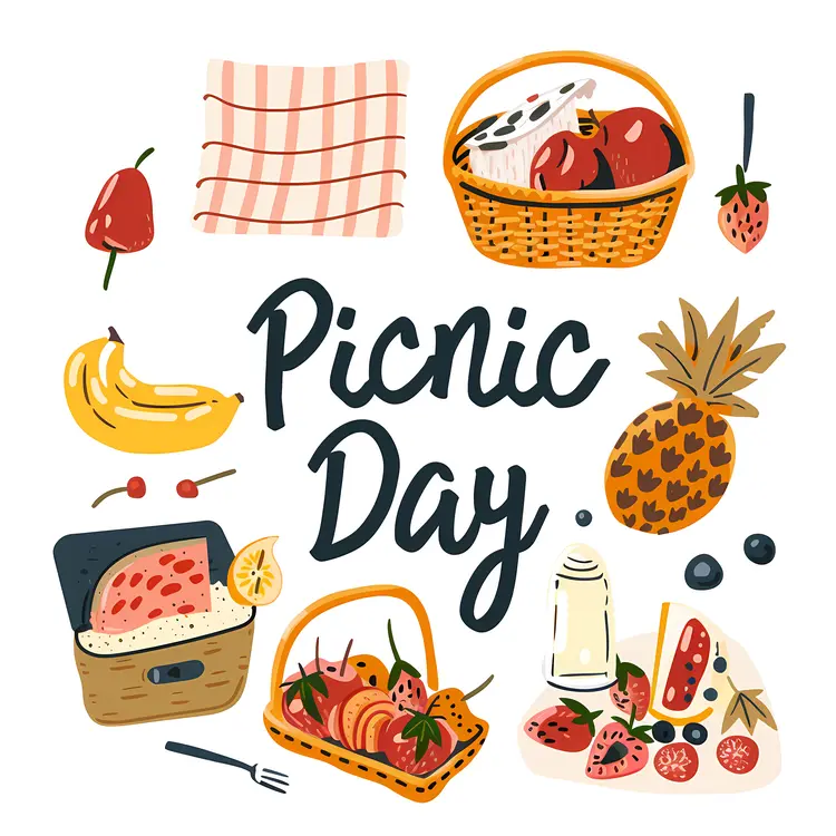 Picnic Day with Food and Basket