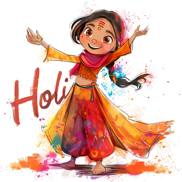 Colorful girl celebrating Holi festival