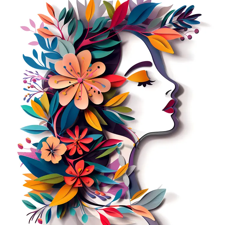Floral Silhouette with Multicolored Flowers