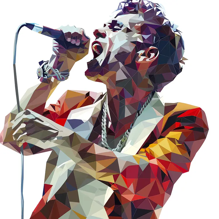 Polygonal Singer with Microphone