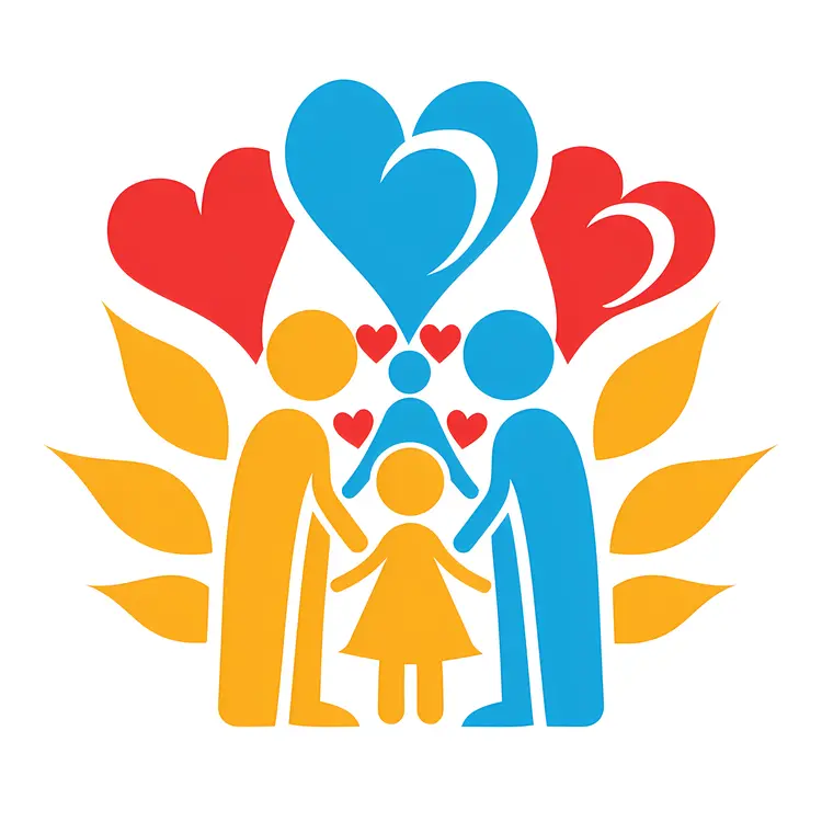 Family Holding Hands with Hearts