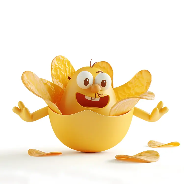 Cheerful Potato Chips Character