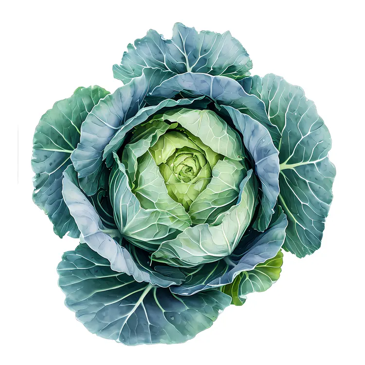 Blue and Green Cabbage Illustration
