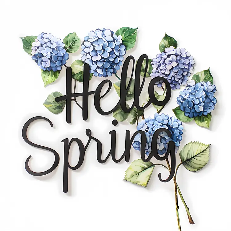Hello Spring with Blue Hydrangeas