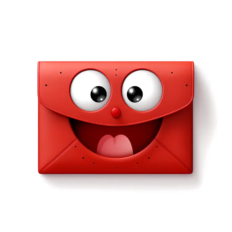 Red Cartoon Envelope with Big Eyes