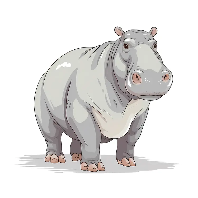 Large Gray Hippopotamus