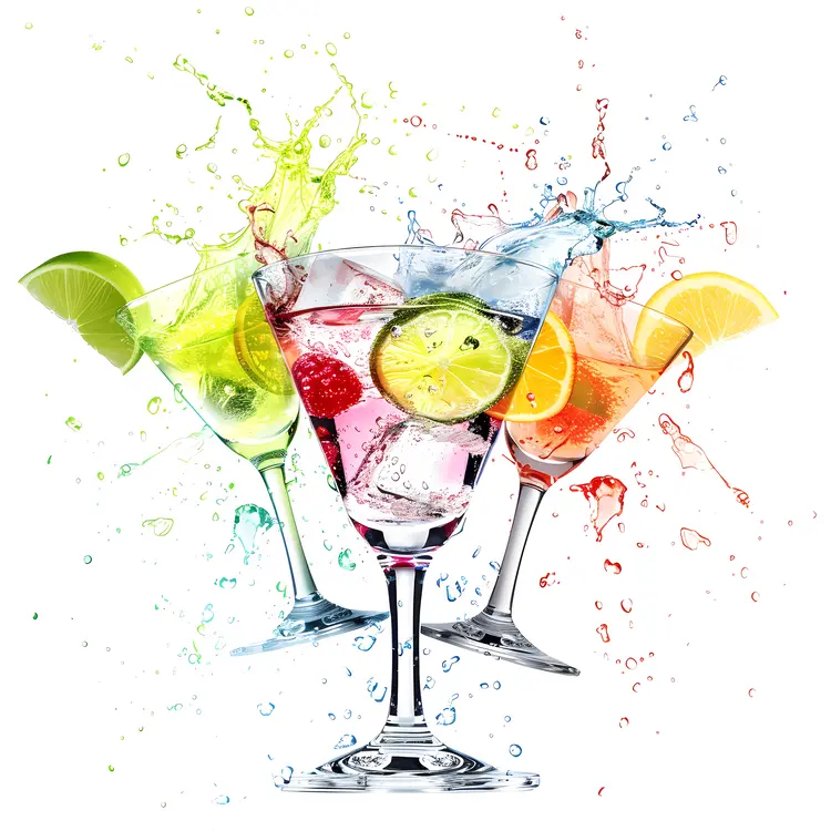 Refreshing Colorful Cocktails with Lime and Lemon