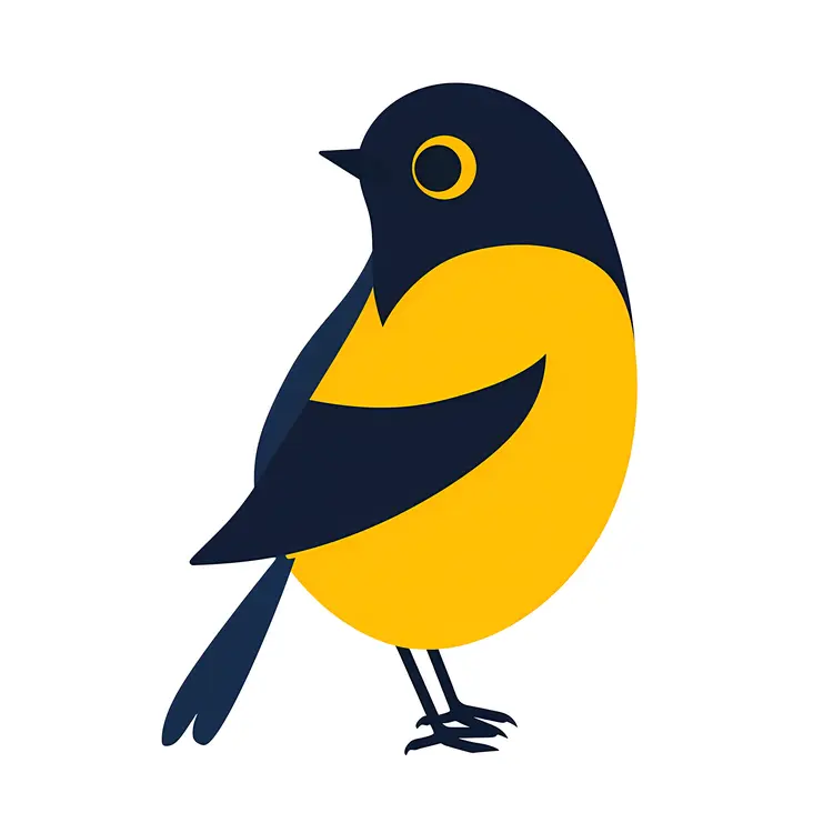 Cute Yellow and Blue Cartoon Bird