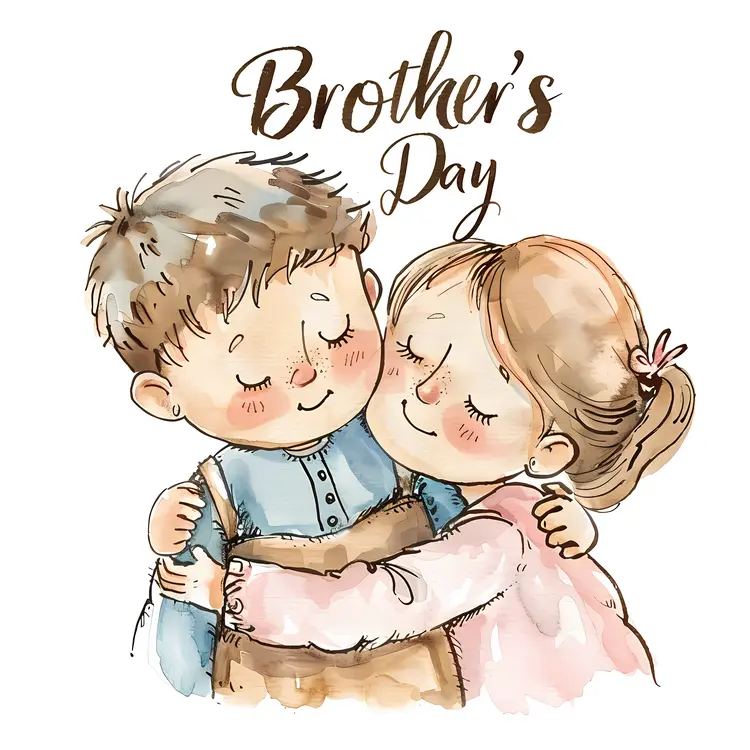 Adorable Boy and Girl Hugging for Brother's Day