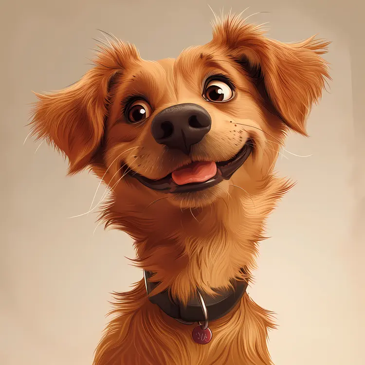 Happy Brown Cartoon Dog