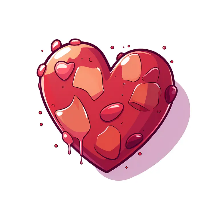 Red Heart with Patches and Dripping Effect