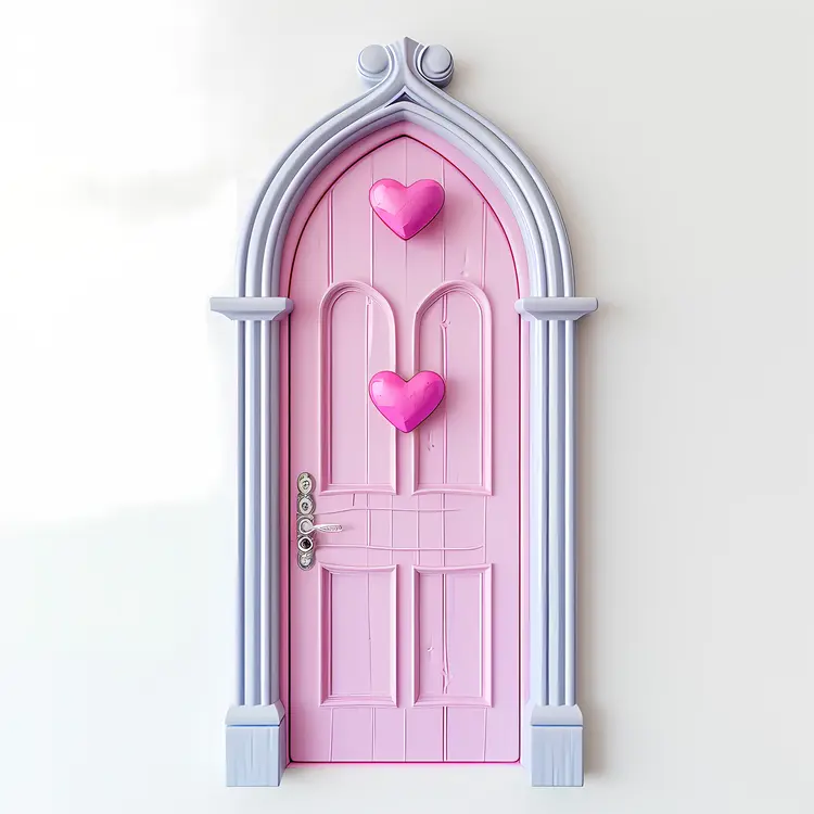 Pink Wooden Door with Heart Design
