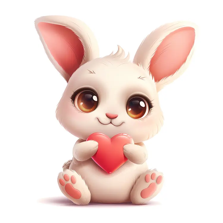 Cute Bunny Holding a Heart