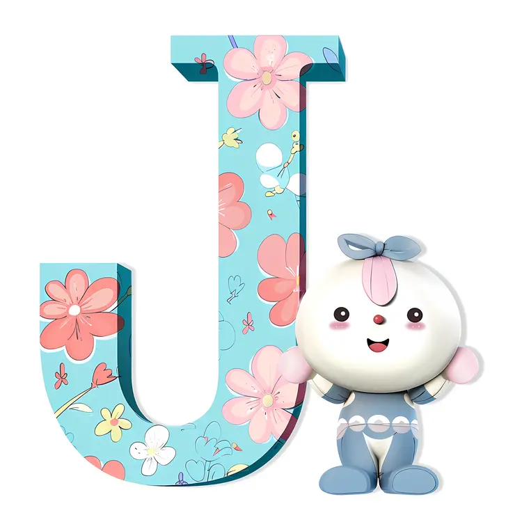 Blue Letter J with Animal