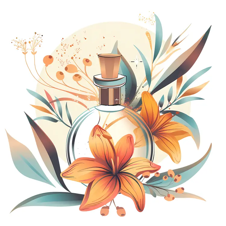 Elegant Perfume Bottle with Orange Flowers