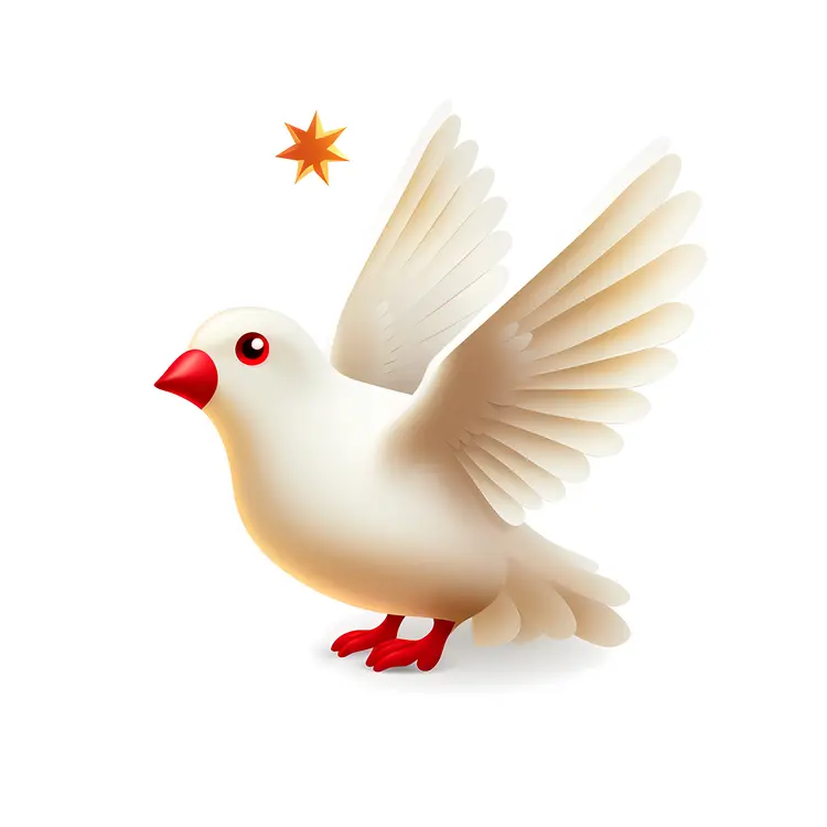 White Dove with Red Beak and Star