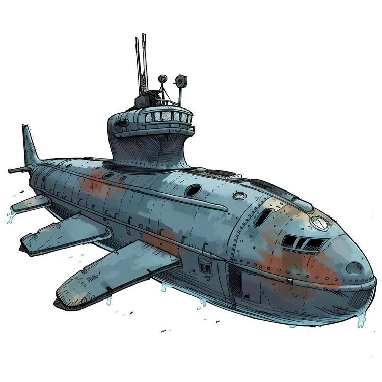 Rusty Submarine Illustration