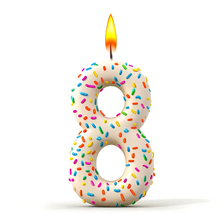 Colorful Number 8 Birthday Candle with Sprinkles