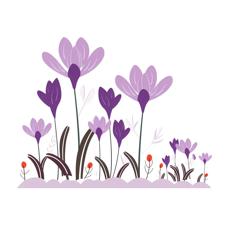 Purple Crocus Flowers in Bloom