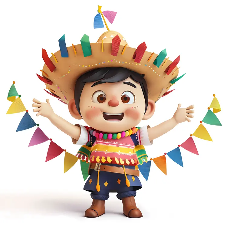 Festive Boy in Colorful Costume