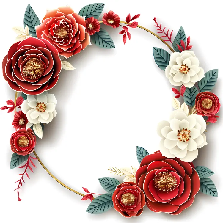 Beautiful Floral Wreath with Red and White Flowers