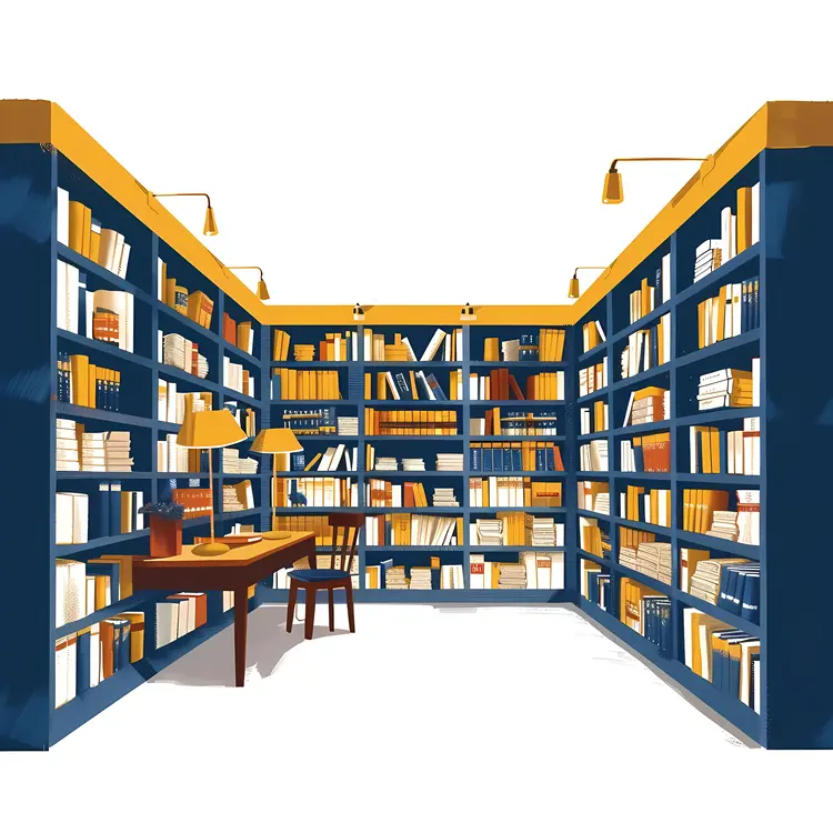 Bookshelves with Desk and Chair