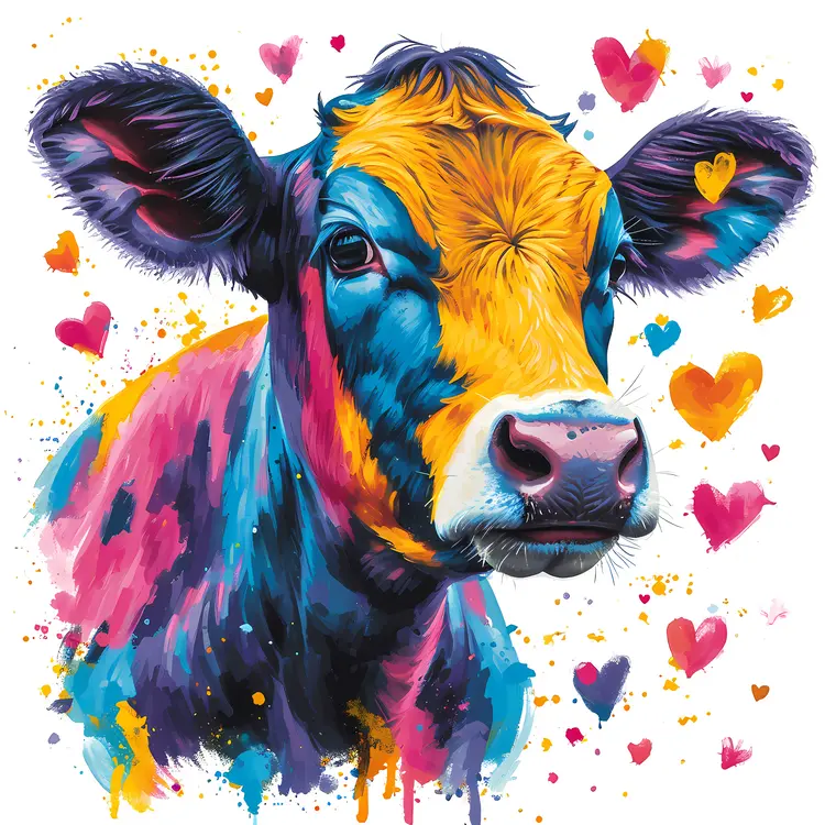Colorful Cow Art
