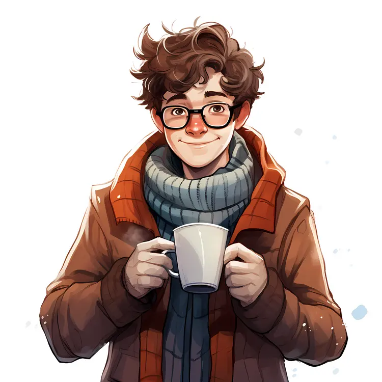 Man with Glasses Holding a Coffee Mug