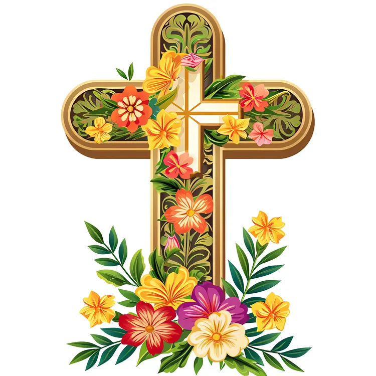 Beautiful Floral Cross with Flowers
