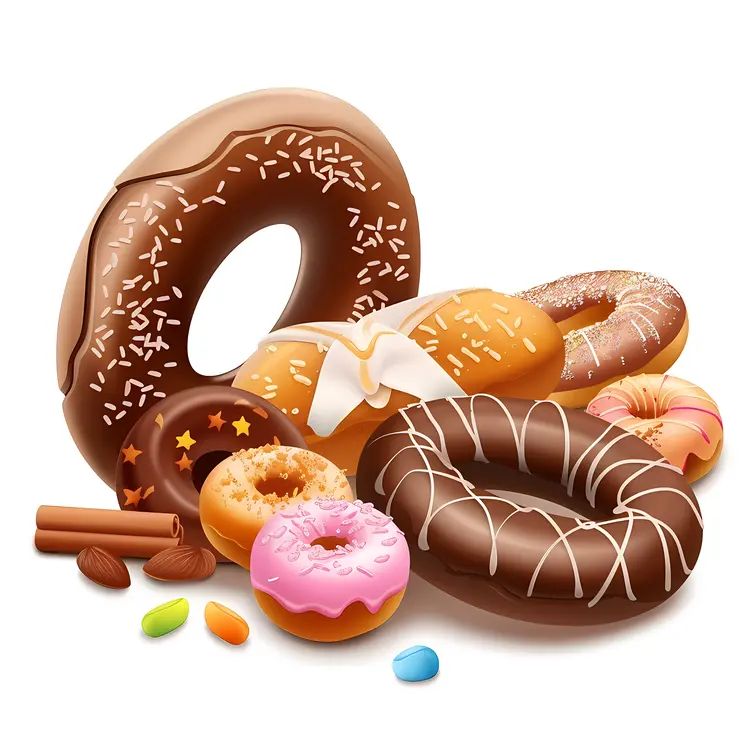 Assorted Donuts with Various Toppings