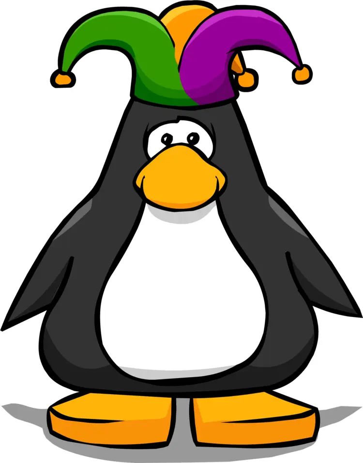 Penguin with Colorful Jester Hat