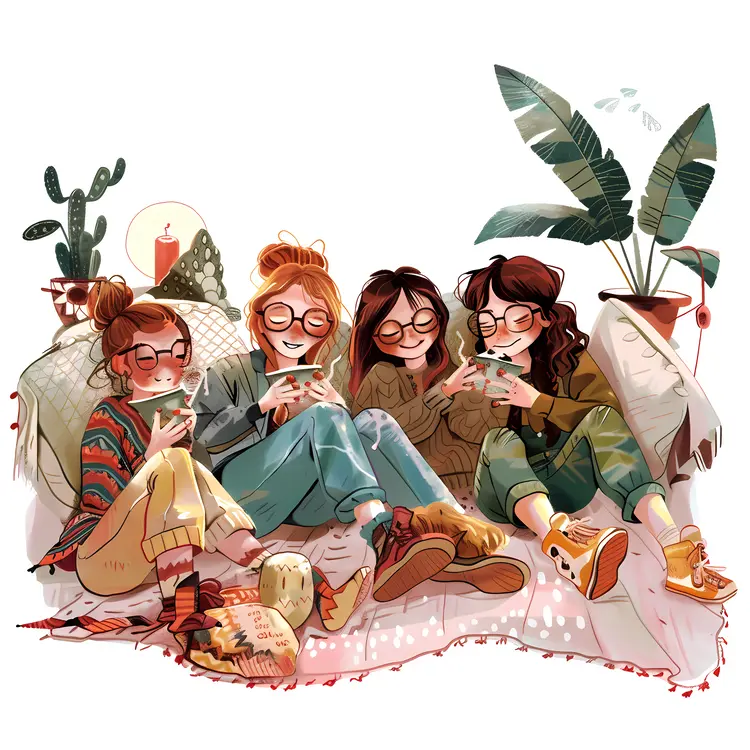 Friends Relaxing with Drinks
