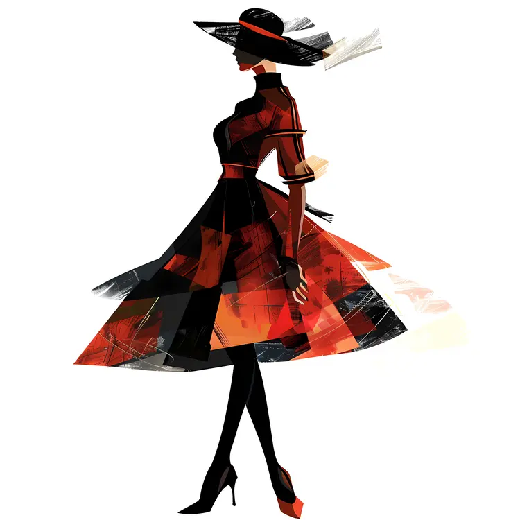 Elegant Fashionable Woman in Dress