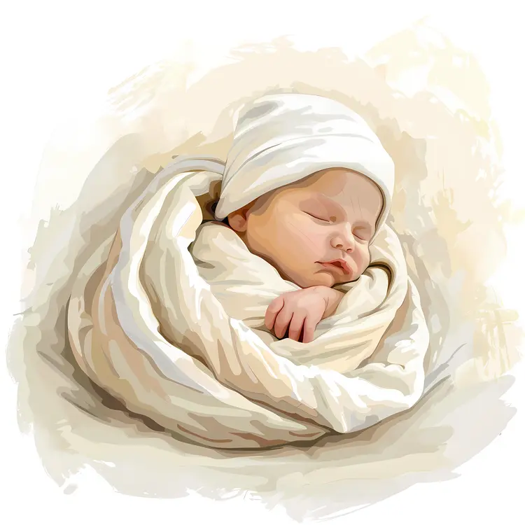 Swaddled Sleeping Baby Illustration
