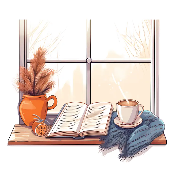 Warm Coffee and Book by the Window