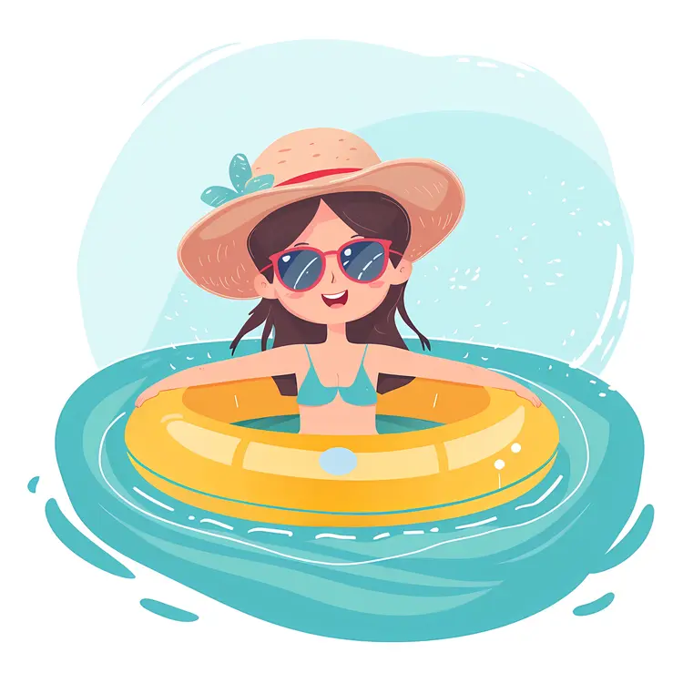 Girl in Float with Hat