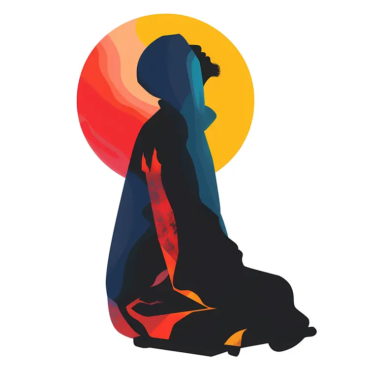 Meditation Silhouette with Sun