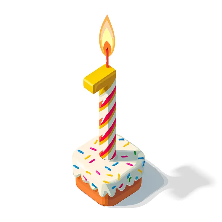 Striped Number 1 Candle on Cake