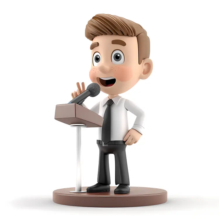 Boy Giving Speech at Podium
