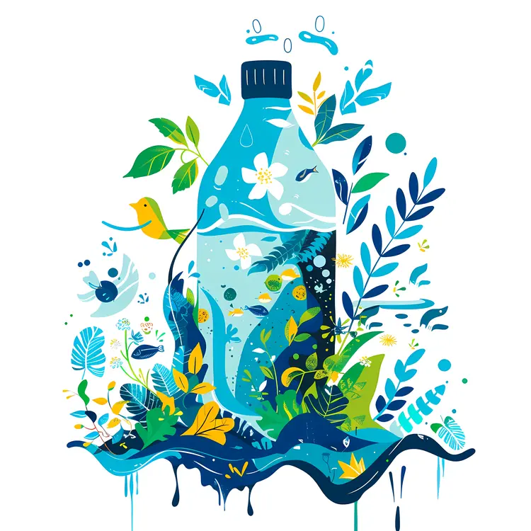 Bottle Surrounded by Nature and Wildlife