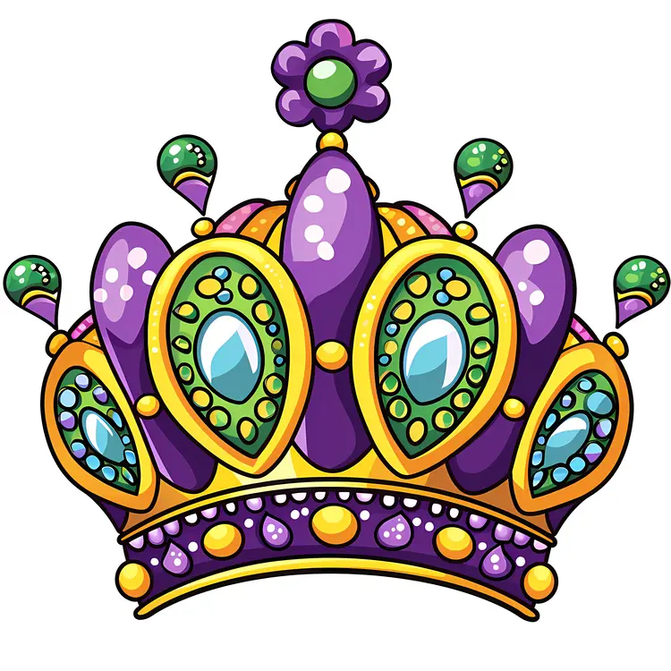 Purple and Gold Crown with Green and Blue Jewels