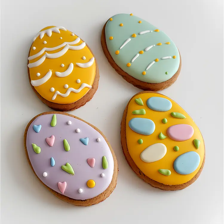 Easter Egg Cookies with Colorful Icing