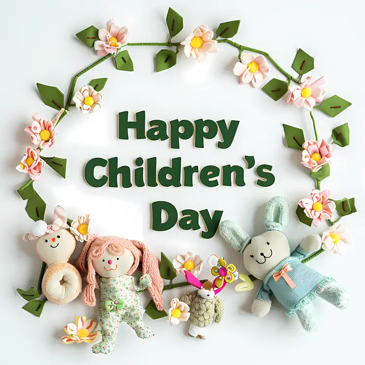 Happy Children's Day with Toys and Flowers