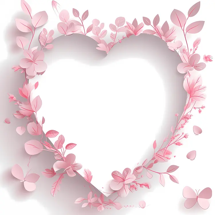 Pink Floral Heart Frame