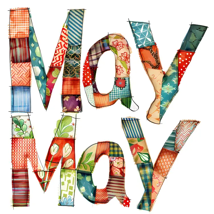 May Text with Colorful Patchwork