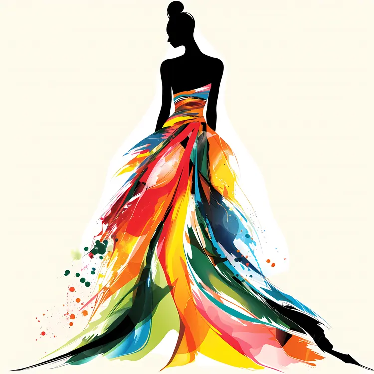 Flowing Abstract Colorful Dress