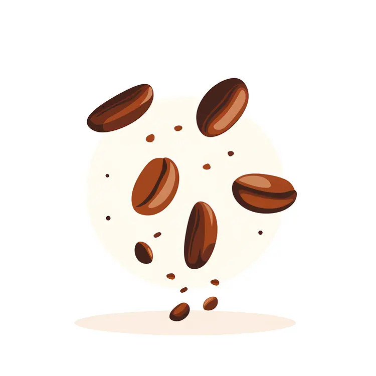 Floating Coffee Beans Illustration